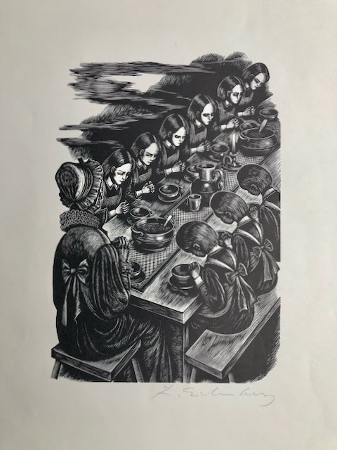 Dinner at Lowood by Fritz Eichenberg, Amer., (1901-1990)