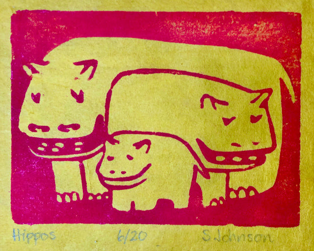 Hippos by Sabra Johnson Field, Amer., (B. 1935)