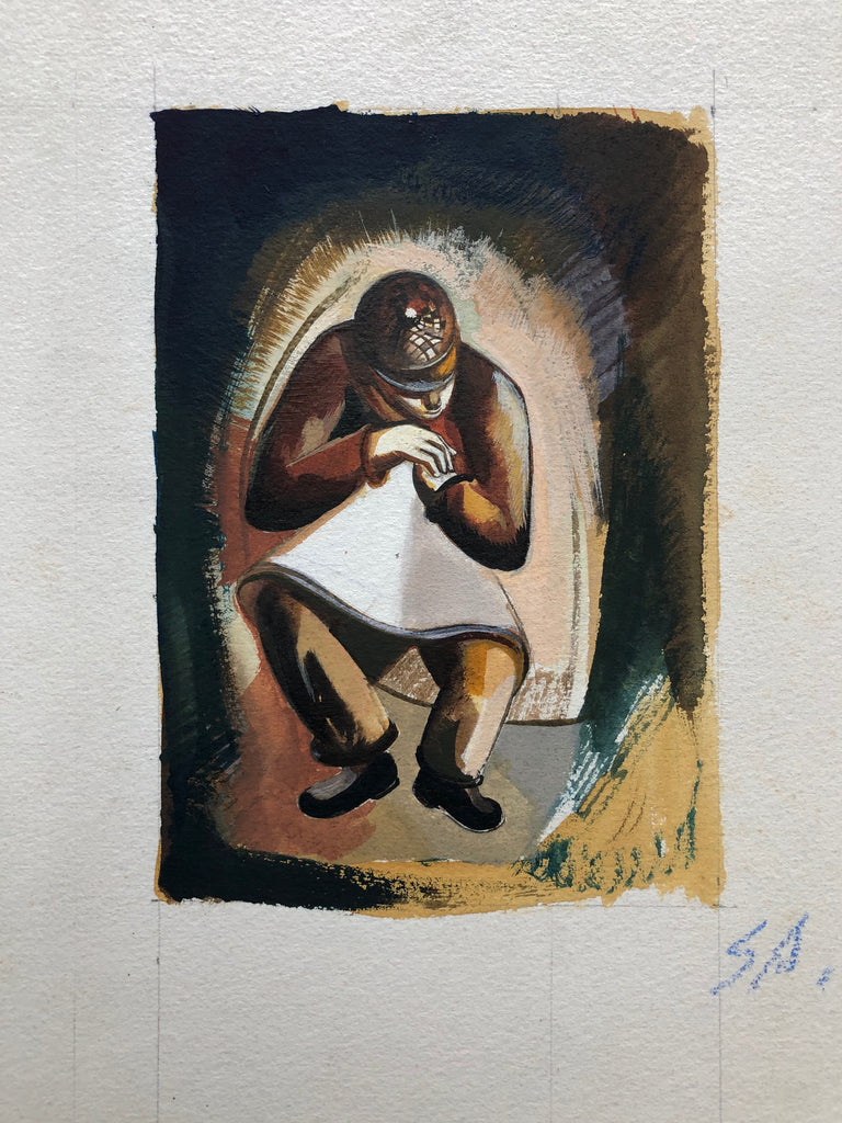 "Workman In Apron Resting" by Sperry Andrews, Amer., (1917-2005)