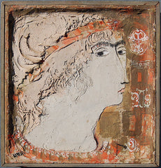 "Portrait of Woman with Red Headband" by Gertrude Barrer, Amer., (1921-1997)