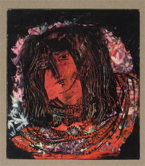 "Female Head in Red & Black" by Gertrude Barrer, Amer., (1921-1997)