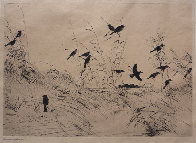 Frank W. Benson Blackbirds and Rushes 