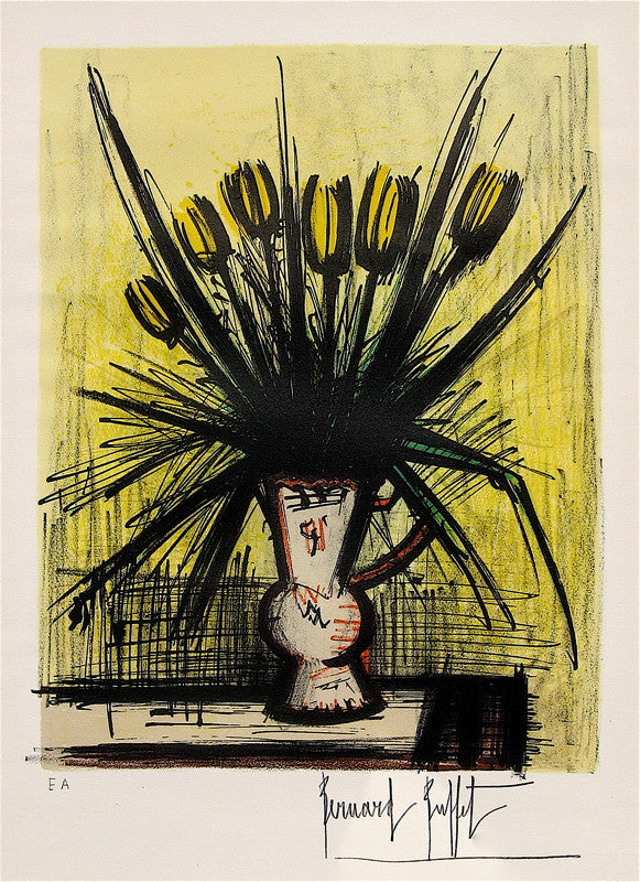 Bernard Buffet Yellow Tulips In Vase 