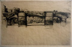 "Old Whitby Bridge" by David Young Cameron, Scottisch, (1865-1945)