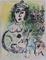 "Clown with Flowers" by Marc Chagall, Russ.-Fr., (1887-1985)