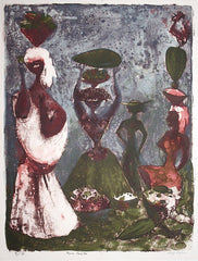 "Four Caribes" by Adolf Dehn, German-Amer.,  (1895-1968)