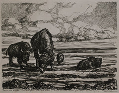 "Buffalo and Prairie" by Josie Eresch, Amer., (1894-aft.1938)