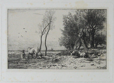 Charles-Emile Jacque L'Hiver, (Shepard, Cow and Two Sheep)
