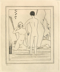 "Nude Couple Bathing" by Jean-Emile Laboureur, Fr., (1877-1943)