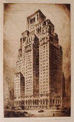 "NY Skyscraper" by Nat Lowell, Latvian-Amer.,  (1880-1956)