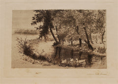 "Bend in a Stream with Three Ducks" by Edith Penman, Amer., (1860-1929)