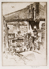 "The Bridges from Brooklyn" by Joseph Pennell, Amer.,  (1857-1926)