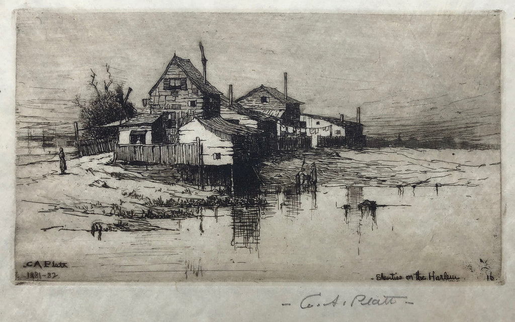 "Shanties on the Harlem" by Charles A. Platt, Amer., ( 1861-1933)