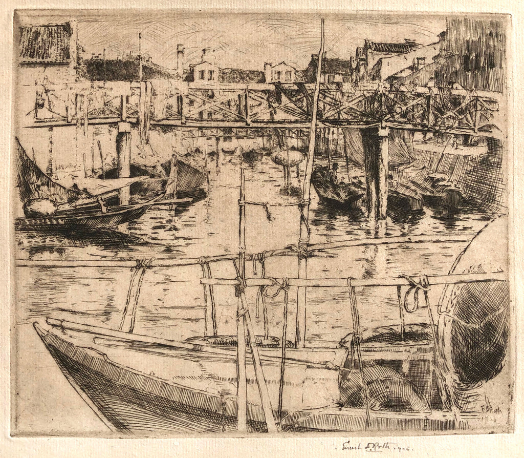 The Wooden Bridge, Venice, by Ernest D. Roth, Amer., (1876-1964)