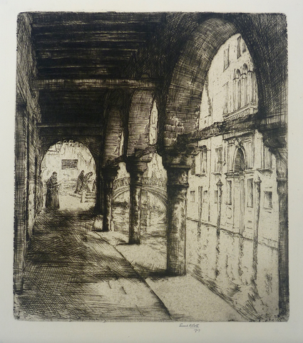 "An Arcaded Street, Venice" by Ernest D. Roth (Amer., 1879-1964)