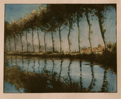 "Trees Along a Canal" by William Sherwood, Amer., (1875-1951)