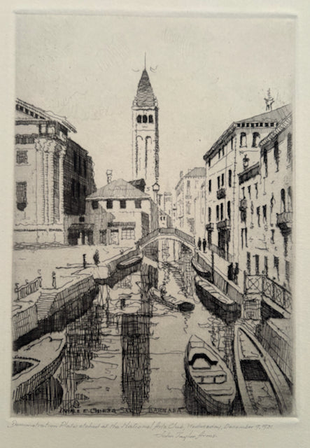 John Taylor Arms, Amer., (1887-1953), Canale E Chiesa, San Barnaba, Venizia (Sketch)