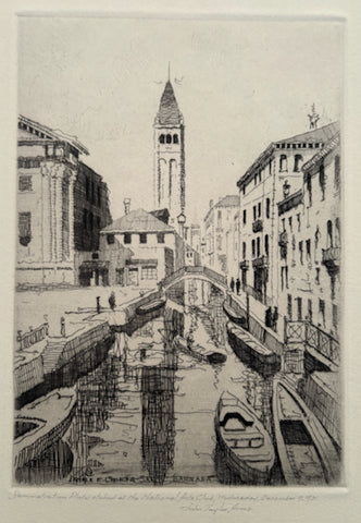 John Taylor Arms, Amer., (1887-1953), Canale E Chiesa, San Barnaba, Venizia (Sketch)