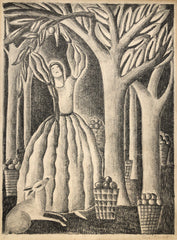 Woman Picking Apples with Faun, by Ilonka Karasz, Hungarian-Amer., (1896-1981)