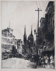 "St. Anne's from South Main St. Waterbury, CT " by Edward J. Balthazar, Amer., (1890-1956)