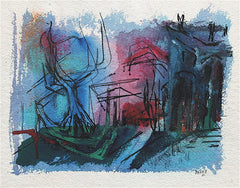 "Blue and Red Abstraction" by Gertrude Barrer, Amer., (1921-1997)