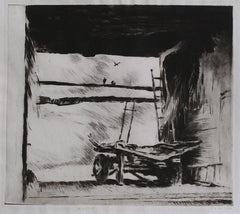 "Hay Wagon in a Barn" by Ralph Ludwig Boyer, Amer., (1879-1852)