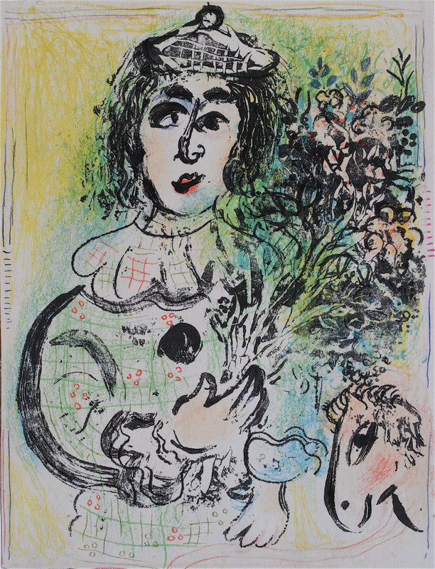 Marc Chagall Clown with Flowers
