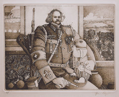 "Nathaniel Hawthorne Posing with a Formally Dressed Gopher" by Dennis Corrigan, Amer., (B. 1944)