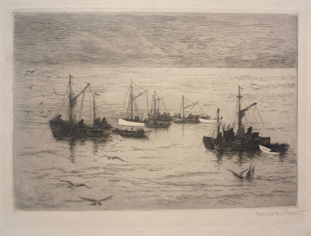 "The Herring Fleet, Gloucester" by Gabrielle Deveaux Clements, Amer., (1858 -1948)