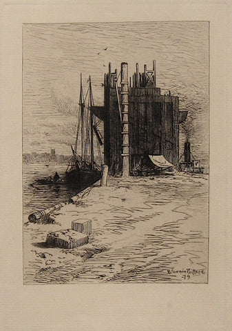 "Coal-Pockets at New Bedford, Mass"  by R. Swain Gifford, Amer., (1840-1905)