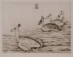 "Cerfs Indochinois 1" by Joseph Hecht, Polish-Fr., (1891-1951)