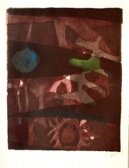 "Organic Abstraction in Purple Blue and Green" by John B. Hermansader, Amer., (1915-2005)