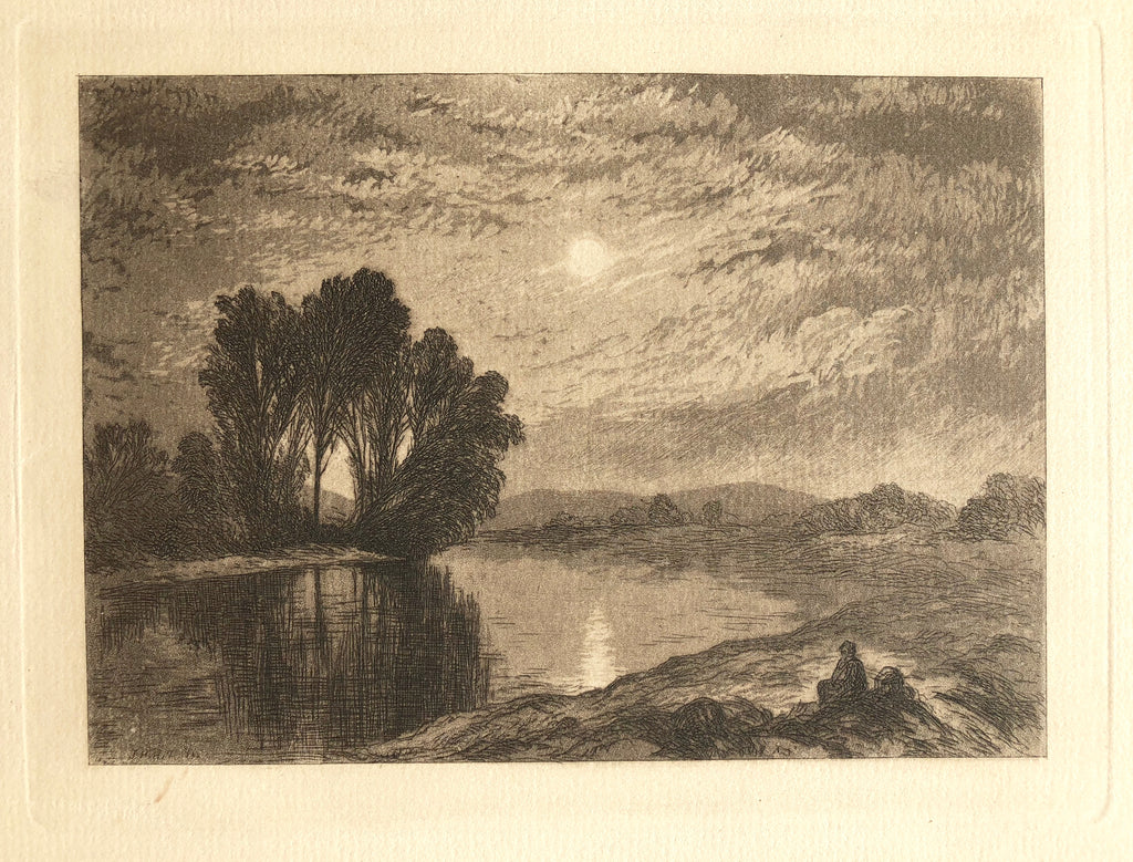"Moonlight on the Androscoggin" by John Henry Hill, Amer., (1839-1922)