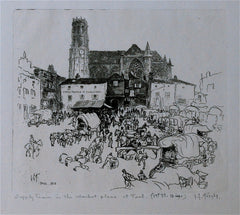 "Supply Train in Marketplace at Toul" by Lester G. Hornby, Amer., (1882-1956)