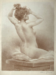 Female Nude Seated, Hands In Hair, by Henri Boutet, Fr., (1851-1919)