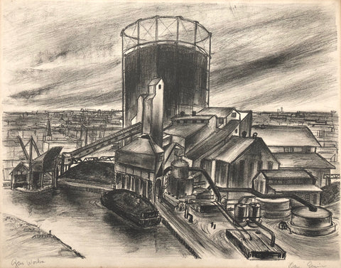 "Gas Works" by Unknown - Dan Genier?, Amer., (20th Cent.)