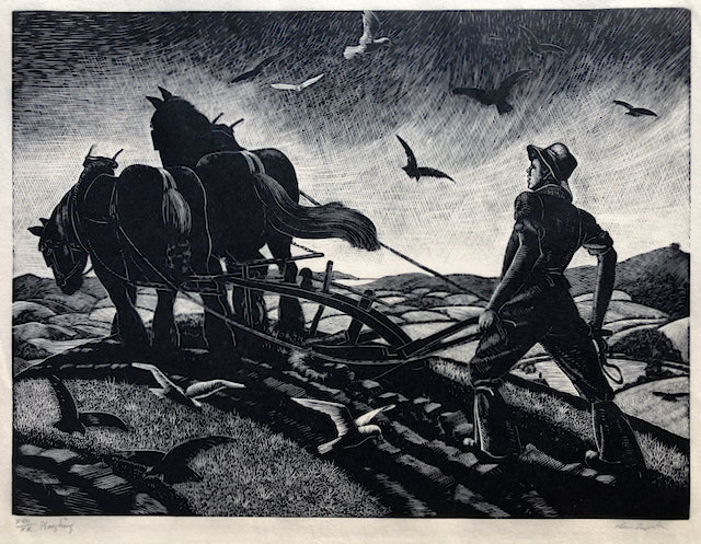 Ploughing, by Clare Leighton, Eng.-Amer., (1898-1989)