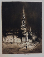 "Nocturne, New Haven Green" by Huc Mazelet Luquiens, Amer.,  (1881-1961)