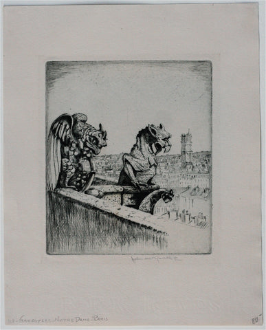 "Gargoyles, Notre Dame, Paris" by John McGrath, Amer., (1885-1942)