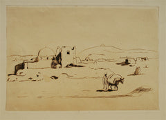 "Arabic Landscape" by Emil Orlik, Ausrian, (1870-1932)