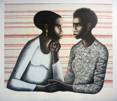 "Gossip" by Elizabeth Catlett, Amer. (1915-2012)