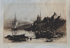 "Fisherman's Houses Cape Ann" by Stephen Parrish, Amer.,  (1846-1938)