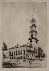"Park St. Church, Boston" by Barbara Parsons, Amer., (1910-2003)