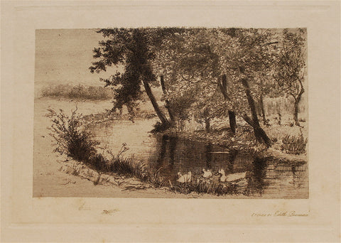 Edith Penman Bend in a Steam with Three Ducks