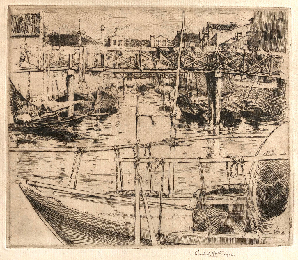 The Wooden Bridge, Venice,  by Ernest D. Roth, Amer., (1876-1964)