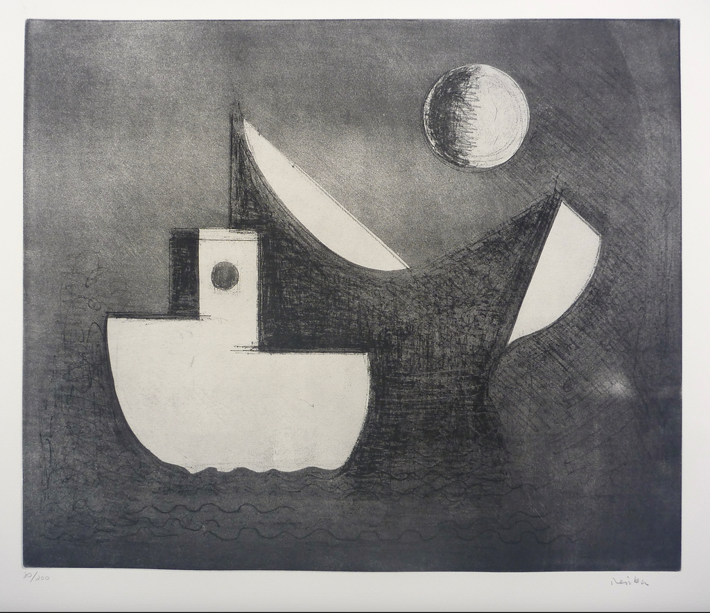 "Still Boats and Moon" by Paul Resika, Amer., (Born 1928)