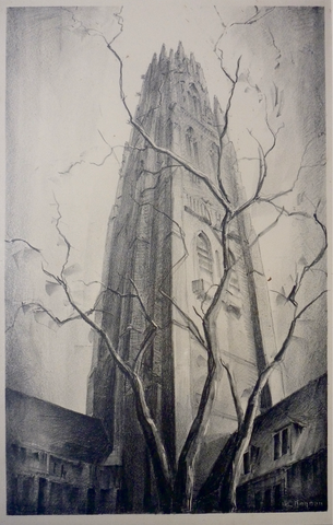"Harkness Tower, Yale University, New Haven, CT" by E. Kingman, Amer., (20th Century)