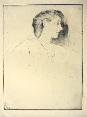 "Study of a Woman's Head in Profile" by J. Alden Weir, Amer., (1852-1919)