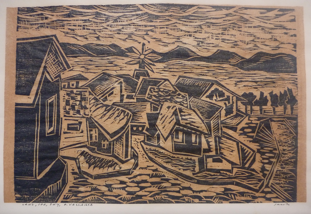 "Land, Sea, Sky, P. Vallarta" by Jacob Heller, Amer., (20th Century)