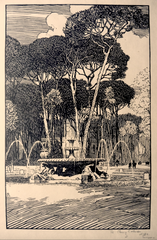 "Fountain of the Sea Horses Villa Borghese, Rome" by Rudolph Ruzicka, Amer., (1883-1978)